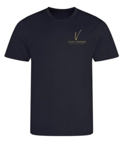Vicki Horner navy T-shirt, front